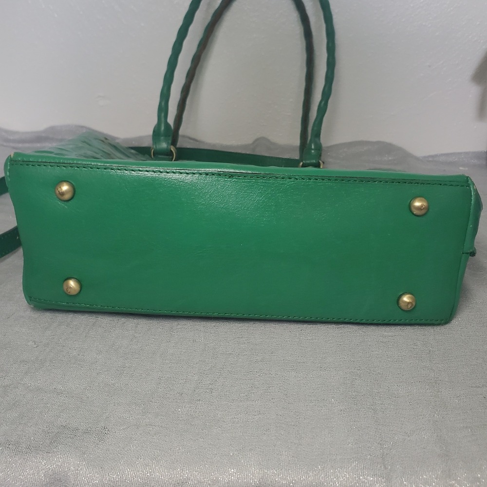 Patricia Nash Adeline Soft Green Leather Floral Embossed Tooled Tote Bag Brass - Picture 9 of 16